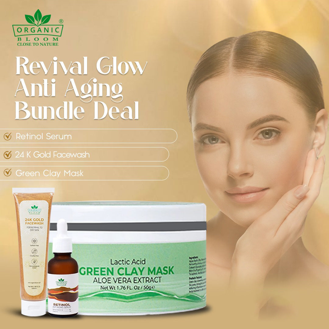 Anti Aging Deal ( Retinol + 24k Gold facewash + Clay Mask green)